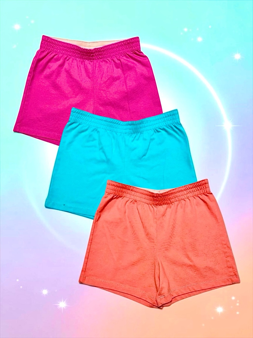 Wonder Nation Girls Coral Aqua Magenta Shorts (7–8) EUC
